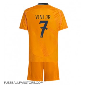 Real Madrid Vinicius Junior #7 Replik Auswärtstrikot Kinder 2024-25 Kurzarm (+ Kurze Hosen)